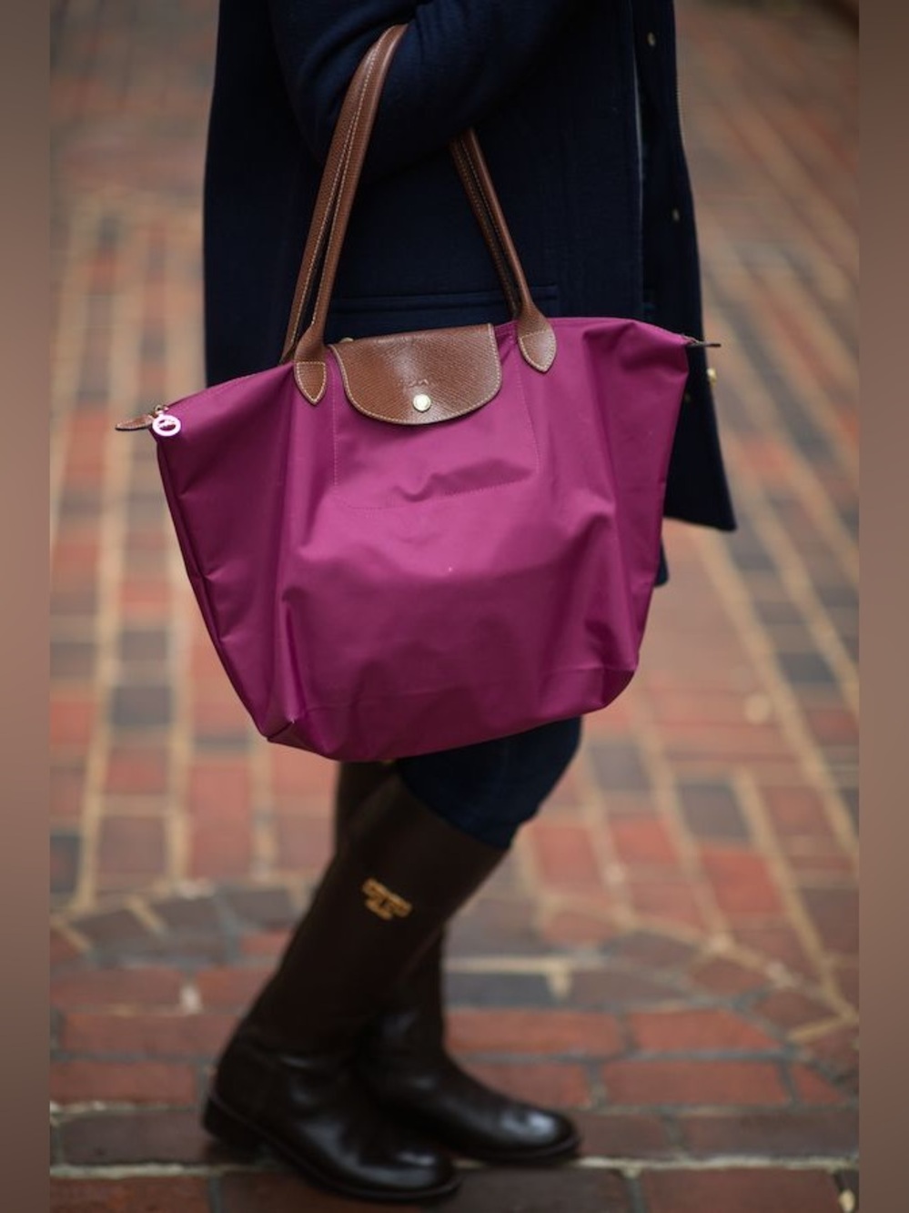 Longchamp Magenta Nylon Medium Le Pliage Tote